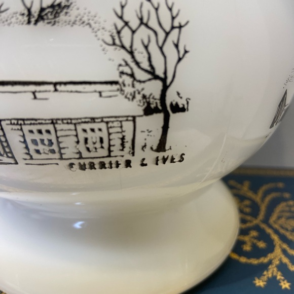 Currier And Ives Milk Glass Oil Lamp With Hobnail Shade Farm Scene Vintage - Picture 2 of 13